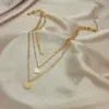 Wholesale PVD Coated 18K Gold Plated Letter Stainless Steel Vintage Style Waterproof Non Tarnish 304 Stainless Steel Layered Necklaces