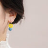 Wholesale Three-Dimensional Yellow Daisy Long Earrings Sweet Design Niche Earrings 2025 Spring Earrings New Earrings