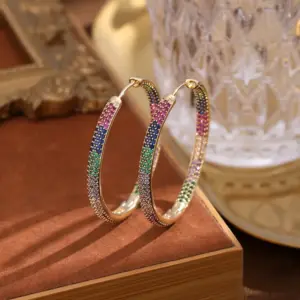 1 Pair Vintage Style Circle Solid Color Plating Inlay Copper Zircon Gold Plated Hoop Earrings