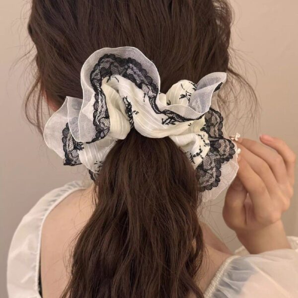 oly-33d81f2ab5195cff2b50da0cb1f71d1f Wholesale Elegant French Style Lace Large Intestine Hair Ring Mori Style All-match Hair Ring Hair Rope Floral Leather Tendon Hair Aessories