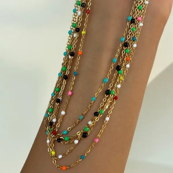 PVD Coated Colorful Stainless Steel Casual Hawaiian Waterproof Non Tarnish 304 Stainless Steel Necklace