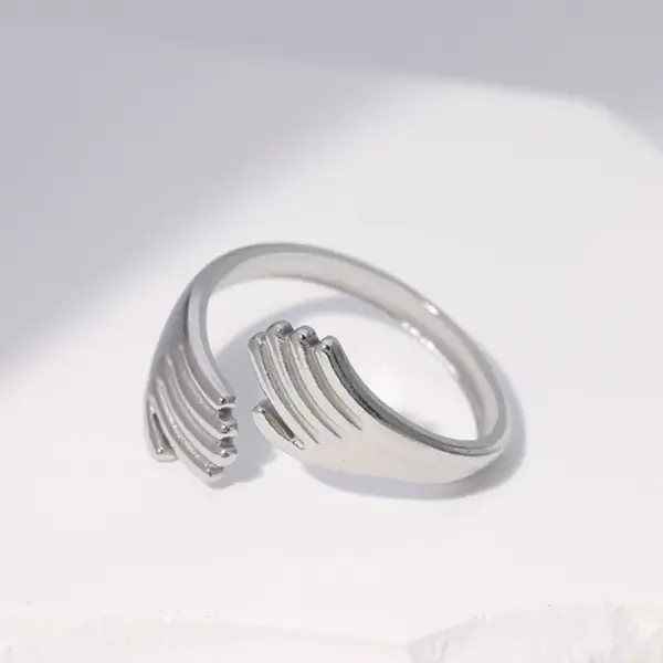 Wholesale Fashion Hug Palm Stainless Steel Open Ring 1 Piece