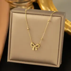 【H1045】Bow Necklace / Gold