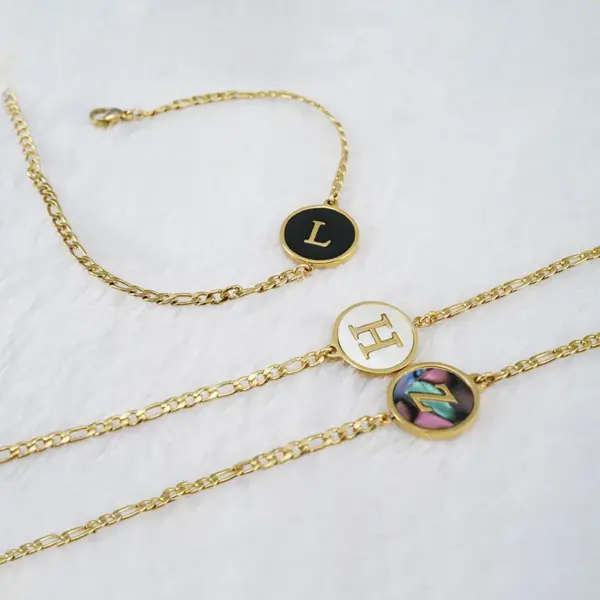 Wholesale Simple Style Letter 304 Stainless Steel 18K Gold Plated Shell Stainless Steel Bracelets In Bulk