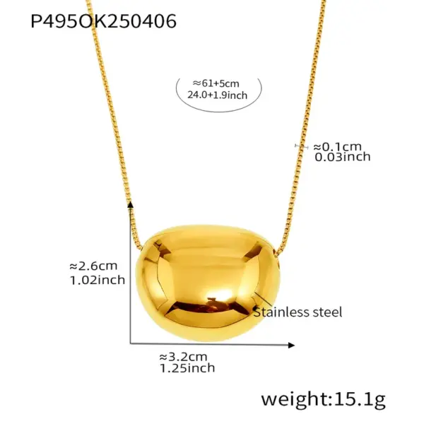 Wholesale PVD Coated Real Gold Plated Solid Color 304 Stainless Steel Simple Style Classic Style Waterproof Non Tarnish 304 Stainless Steel Pendant Necklace