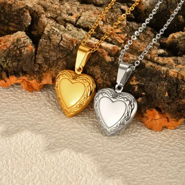 Wholesale Jewelry Fashion Heart Shape 201 Stainless Steel Artificial Diamond Plating Inlay Stainless Steel Necklaces