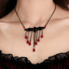 Wholesale Vintage Tassel Heart-Shaped Dagger Halloween Bat Necklace