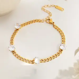 【XKB0180】Four Diamond Bracelet / Gold