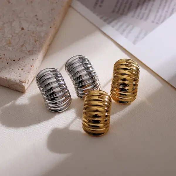 Wholesale PVD Coated Gold Plated Geometric Stainless Steel IG Style Waterproof Non Tarnish Ear Studs