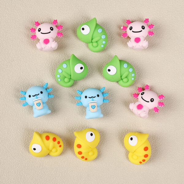 Wholesale Cross-border hot-selling 3D chameleon silicone beads DIY jewelry accessories beaded salamander focal beads loose beads