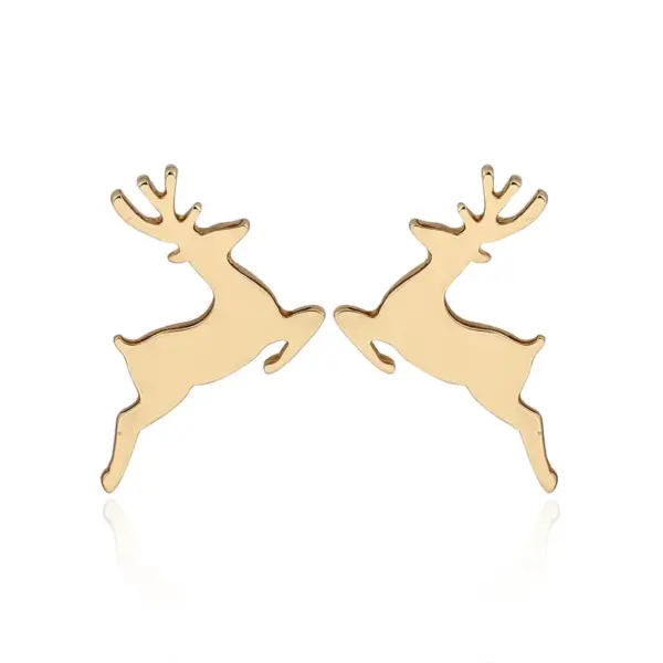 Wholesale PVD Coated Real Gold Plated Deer Titanium Steel Fashion Waterproof Non Tarnish Ear Studs