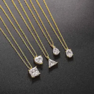 Wholesale Fashion Heart Shape Copper Inlay Zircon Pendant Necklace 1 Piece