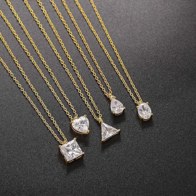 Wholesale Fashion Heart Shape Copper Inlay Zircon Pendant Necklace 1 Piece