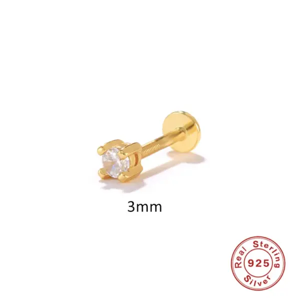 Wholesale 1 Piece Ear Cartilage Rings & Studs Fashion Solid Color 925 Sterling Silver Plating Inlay Zircon