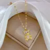 Wholesale Golden Plated 304 Stainless Steel Electroplating Zircon Animal Cute Pendant Necklace For Women's
