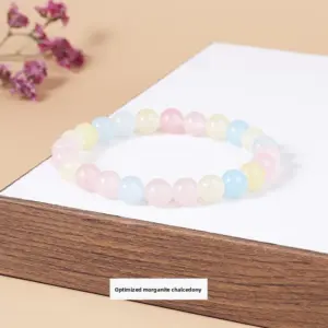 Optimized Morganite Chalcedony Bracelet / Diameter 8.1-8.8mm (about 21-23 Pieces)