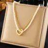Wholesale PVD Coated 18K Gold Plated Heart Shape 304 Stainless Steel Vintage Style French Style Waterproof Non Tarnish 304 Stainless Steel Pendant Necklace