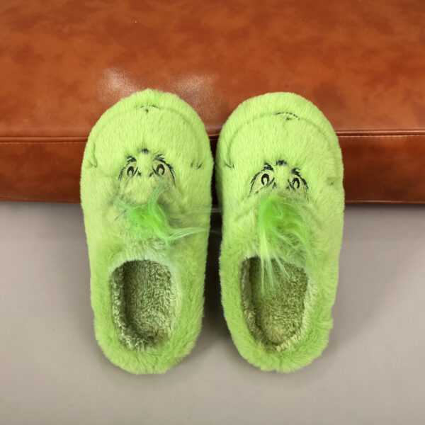 Wholesale New Cute Home Christmas Grinch Warm Winter Cotton Slippers for Couples Men and Women Thick-Soled Soft-Soled Shoes Thick Non-Slip