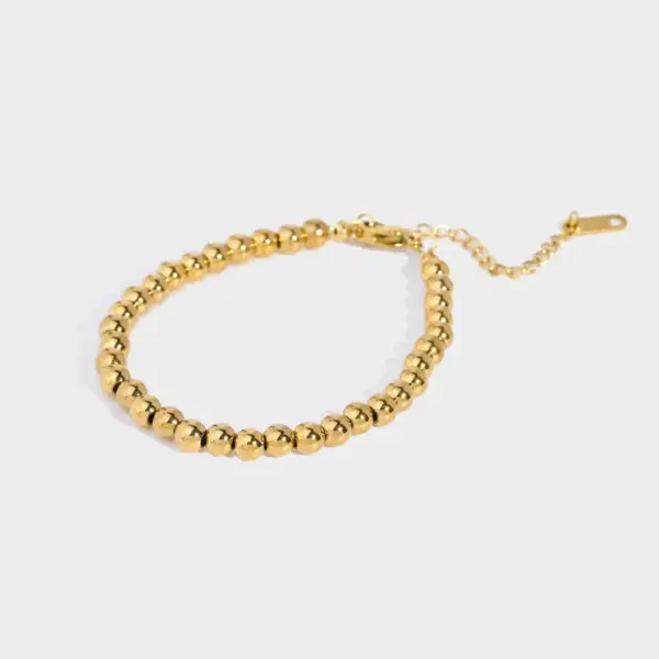 Wholesale PVD Coated Real Gold Plated 18K Gold Round 201 Stainless Steel Classic Style Waterproof Non Tarnish 201 Stainless Steel Bracelets