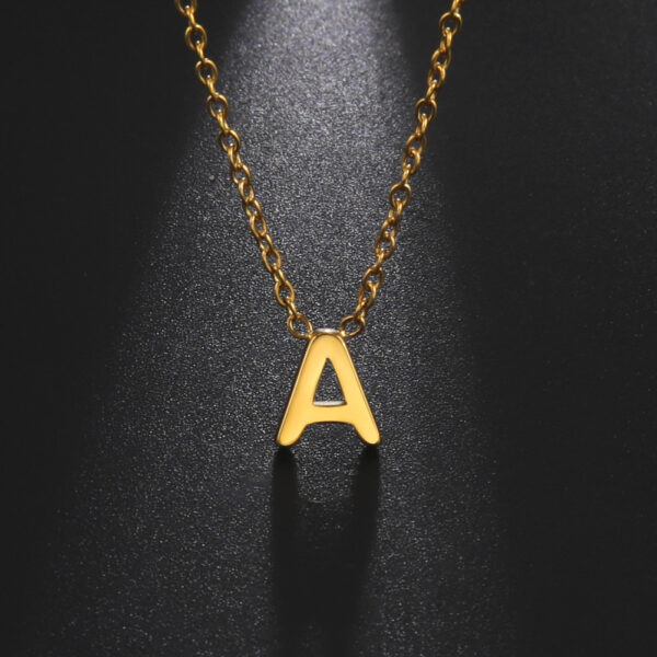 oly-3409f9df35466156a9d45a0518c20fec Wholesale welding 26 letters gold 18K gold plating does not fade jewelry 304 stainless steel necklace