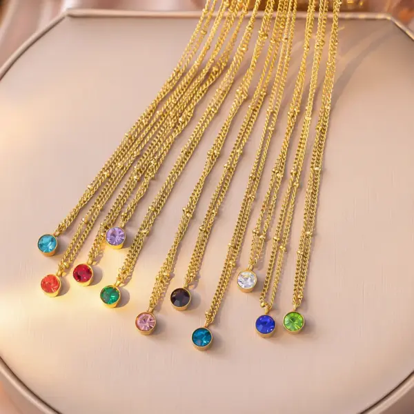 Wholesale Jewelry Lady Geometric Titanium Steel Plating Pendant Necklace Cable Chain