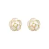 Wholesale Retro Simple Style Flower Alloy Enamel Inlay Pearl Women's Ear Studs