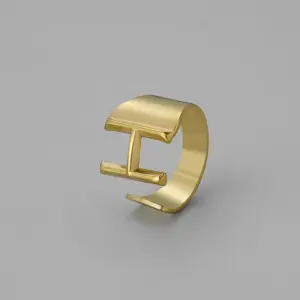 Gold H Open Ring J382-8 / Adjustable Opening