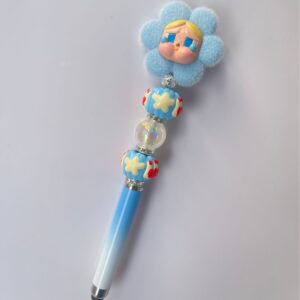 Stylus pen + 0.5mm pen tip / Flowery Blue Crying Baby - Blue Gradient Pen
