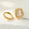 Style Personality Geometric Hollow 304 Stainless Steel Vacuum Electroplating (Furnace) 18K Real Gold Plated Oval Necklace Bracelet Earrings Jewelry Set Versatile Ring Wholesale