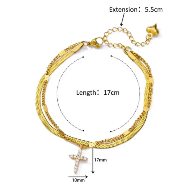Wholesale 1 Piece Hawaiian Vacation Geometric Cross Devil's Eye 304 Stainless Steel Waterproof Non Tarnish Zircon PVD Coated Real Gold Plated Women's Anklet