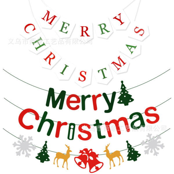 oly-341aaadabe6357045b85a57c071256e8 Wholesale Christmas holiday banner flag decoration hanging flag letter colorful flag flower Christmas holiday party decoration supplies