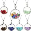 Wholesale Ethnic Style Round Natural Stone Pendant Necklace In Bulk