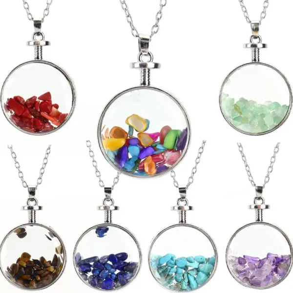 Wholesale Ethnic Style Round Natural Stone Pendant Necklace In Bulk
