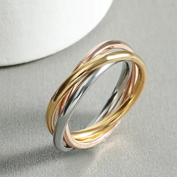 Electroplating Golden Plated Circle Titanium Steel Ethnic Style Rings