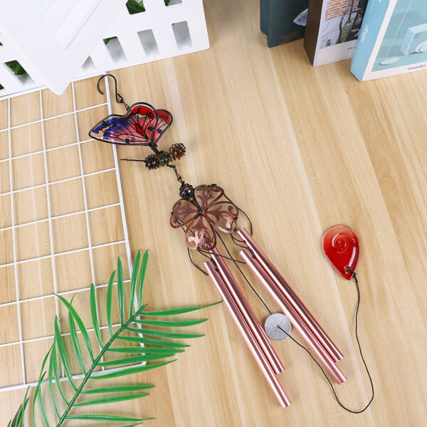 Wholesale Cross-border hot wind chimes 3D butterfly iron crafts creative metal glass painted hanging ornaments manufacturers in stock