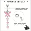Wholesale Stainless Steel Pierced Pink Series Belly Button Ring Butterfly Heart Zirconia Embedded Belly Hoop Women's Fashion Jewelry