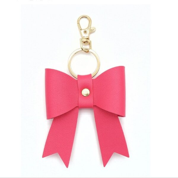 Wholesale New simple PU leather bow shape key chain bag pendant accessories