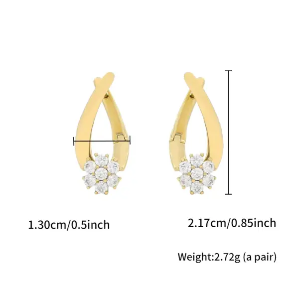 Wholesale 1 Pair Elegant Lady XUPING Geometric Plating Copper Zirconia 18K Gold Plated Ear Studs