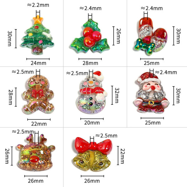 Wholesale christmas diy resin accessories sequins drop glue snowman bell beaded mobile phone chain beads with through hole