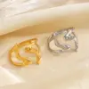 Wholesale Ion Plating (IP) 18K Gold Plated Irregular 304 Stainless Steel IG Style Simple Style Waterproof Non Tarnish Open Rings