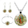 Wholesale European and American fashion creative jewelry suit Virgin Mary pendant time gem necklace earrings bracelet