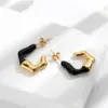 Wholesale PVD Coated U Shape Irregular 304 Stainless Steel IG Style Simple Style Classic Style Waterproof Non Tarnish Earrings