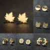 Wholesale PVD Coated 18K Gold Real Gold Plated Maple Leaf Solid Color Notes 304 Stainless Steel Modern Style Sweet Waterproof Non Tarnish Ear Studs