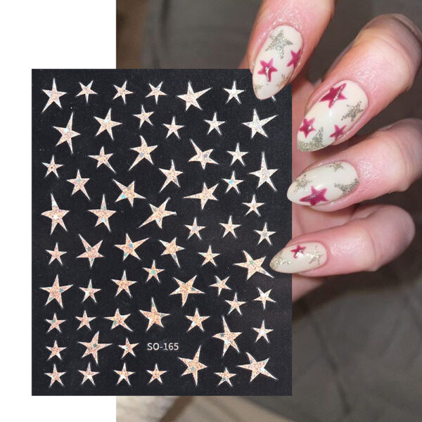 Wholesale Nail Art Stickers i Laser Purple Glitter Silver Starry Nail Art Stickers
