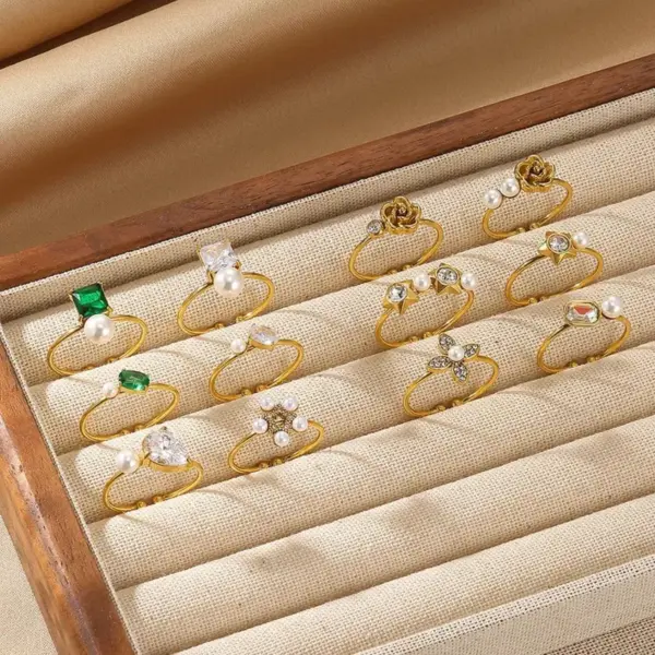 Wholesale PVD Coated Real Gold Plated Geometric 304 Stainless Steel IG Style Elegant Waterproof Non Tarnish Open Rings