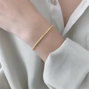 Wholesale PVD Coated 14K Gold Real Gold Plated Geometric Stainless Steel Simple Style Waterproof Non Tarnish 304 Stainless Steel Bracelets