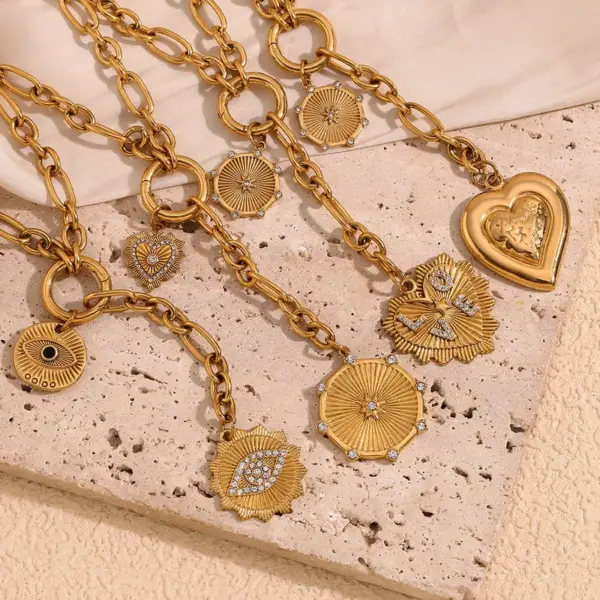 oly-344594aab818b7ef357cd13d228babf9 Wholesale Jewelry Lady Heart Shape 304 Stainless Steel Plating Pendant Necklace Cable Chain
