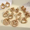 Wholesale Electroplating Golden Plated Round Oval Heart Shape 304 Stainless Steel IG Style Casual Vacation Polishing Plating Ear Studs