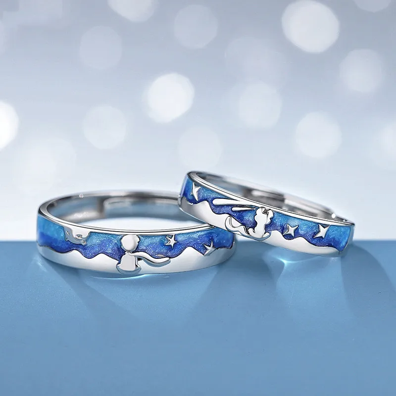 Wholesale Couple Copper Epoxy Cartoon Star Fox Rings Wedding Jewelry