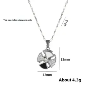X3436 Rotating Black and White Zircon Flower Necklace